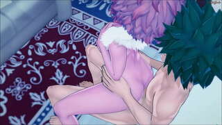 Izuku Midoriya ебат неговата симпатична тимски колега Мина од ѕид - MHA Hentai.